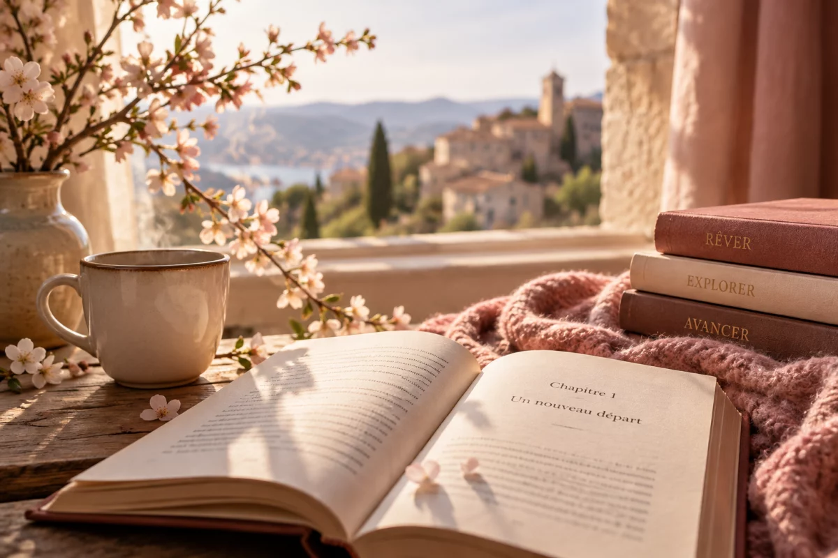Livre ouvert dans une ambiance chaleureuse représentant l’univers Story